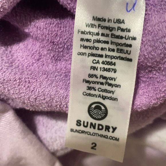Sundry Lilac Tie Dye Crew Neck Pullover Sweatshirt 2 Medium / 3 Large NEW - Picture 8 of 12